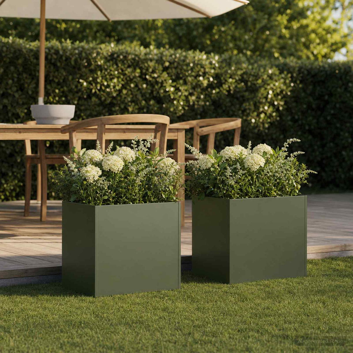Macetero De Jardín 2 Uds. Verde Oliva 35 X 35 X 35 Cm_1