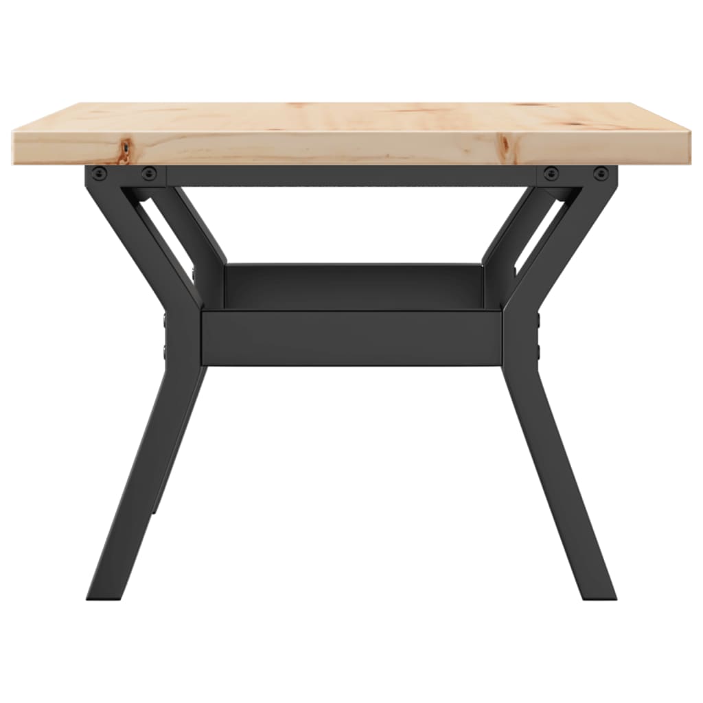Mesa De Centro Marco Y Madera Maciza Pino Y Acero 50x50x35,5 Cm_3