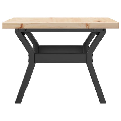 Mesa De Centro Marco Y Madera Maciza Pino Y Acero 50x50x35,5 Cm_3