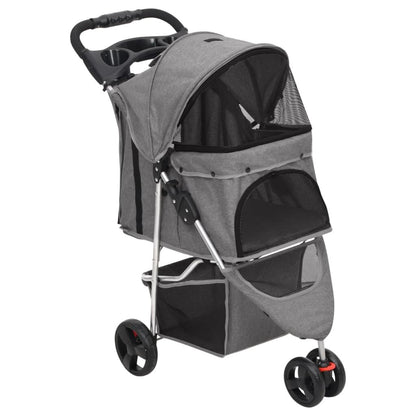 Vidaxl Cochecito Para Perros Plegable Tela Oxford Gris 80x46x98 Cm_0