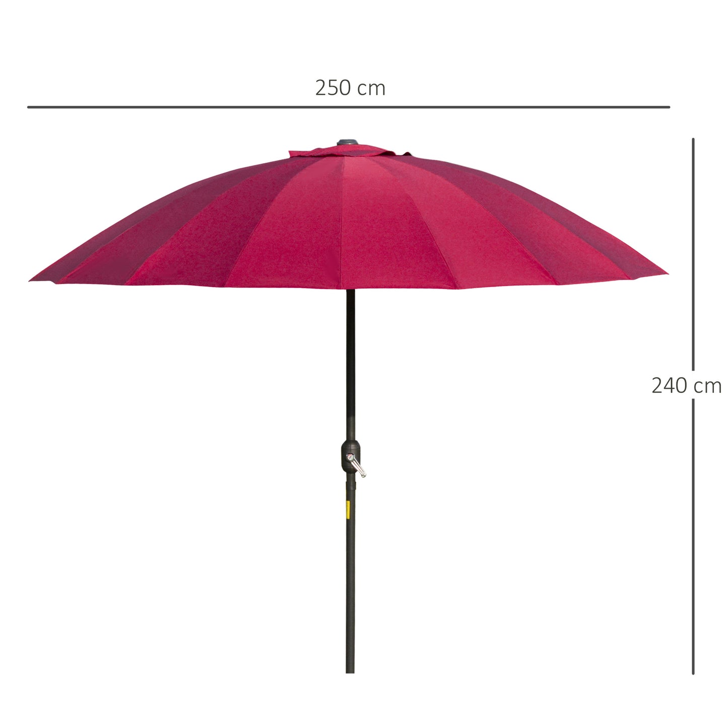 Outsunny Sombrilla Terraza Exterior Ø250 Cm Con Ángulo Inclinable Rojo Burdeos_2