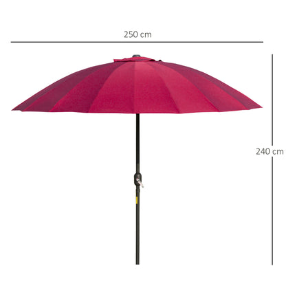 Outsunny Sombrilla Terraza Exterior Ø250 Cm Con Ángulo Inclinable Rojo Burdeos_2