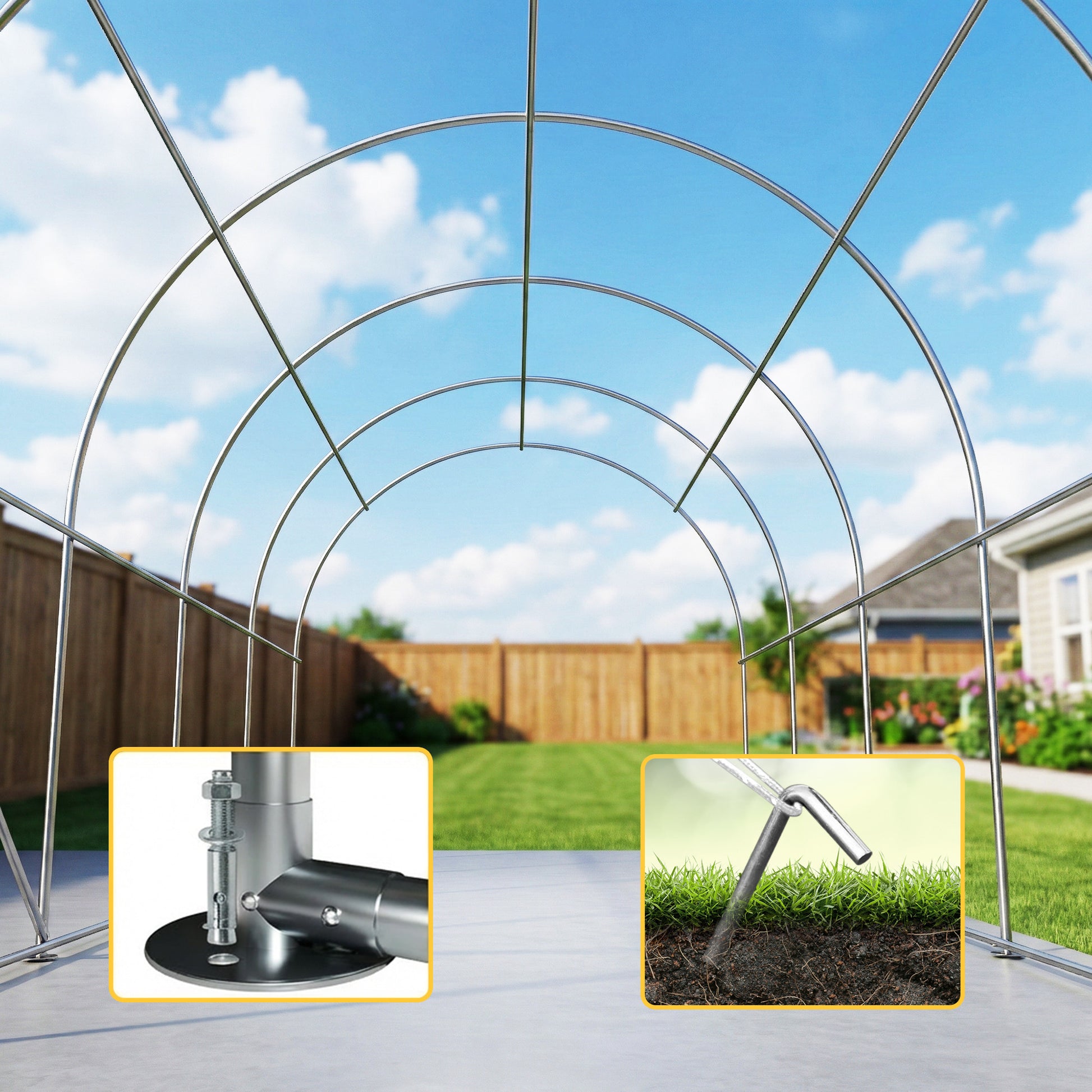 Outsunny Carpa Garaje 3x6 M Impermeable Con Puerta Enrollable Y Ventanas Blanco_3