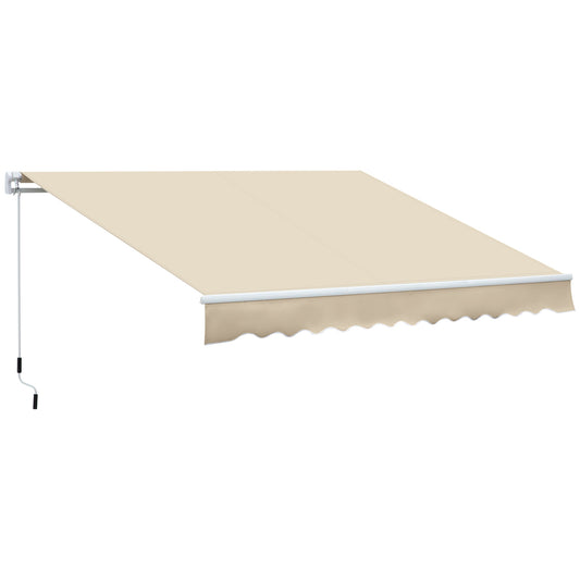 Outsunny Toldo Manual Retráctil 350x250 Cm Con Manivela De Metal Crema_0