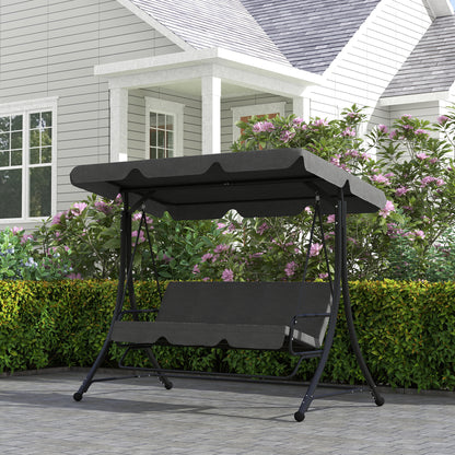 Outsunny Columpio De Jardín Exterior De 3 Plazas Con Toldo Ajustable Gris_4