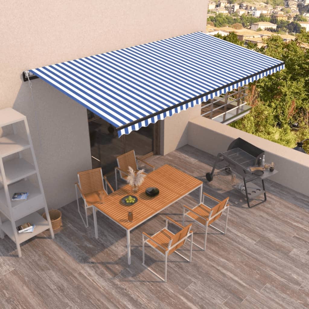 Toldo Automático Retráctil Azul Y Blanco 600x350 Cm_1
