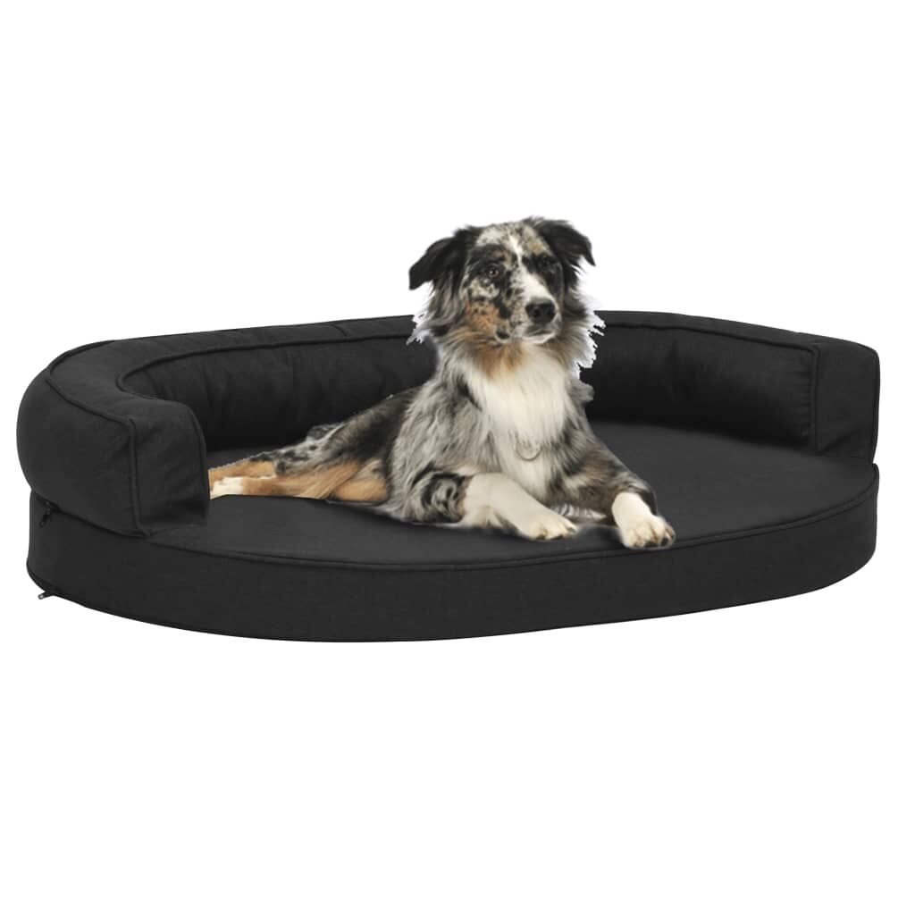 Vidaxl Colchón De Cama De Perro Ergonómico Aspecto Lino Negro 75x53cm_1
