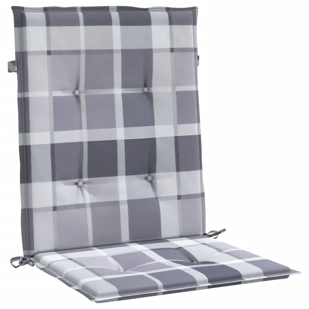 Vidaxl Cojín Silla De Jardín Respaldo Bajo 6 Uds Tela A Cuadros Gris_3