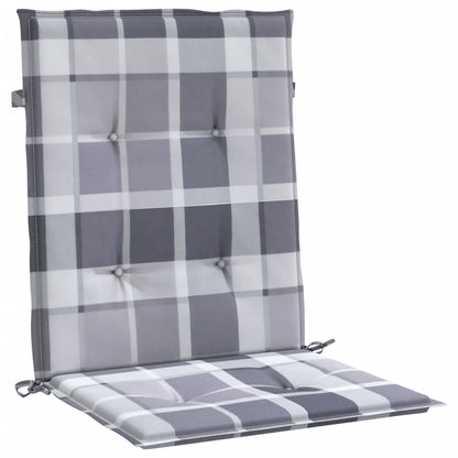 Vidaxl Cojín Silla De Jardín Respaldo Bajo 6 Uds Tela A Cuadros Gris_3