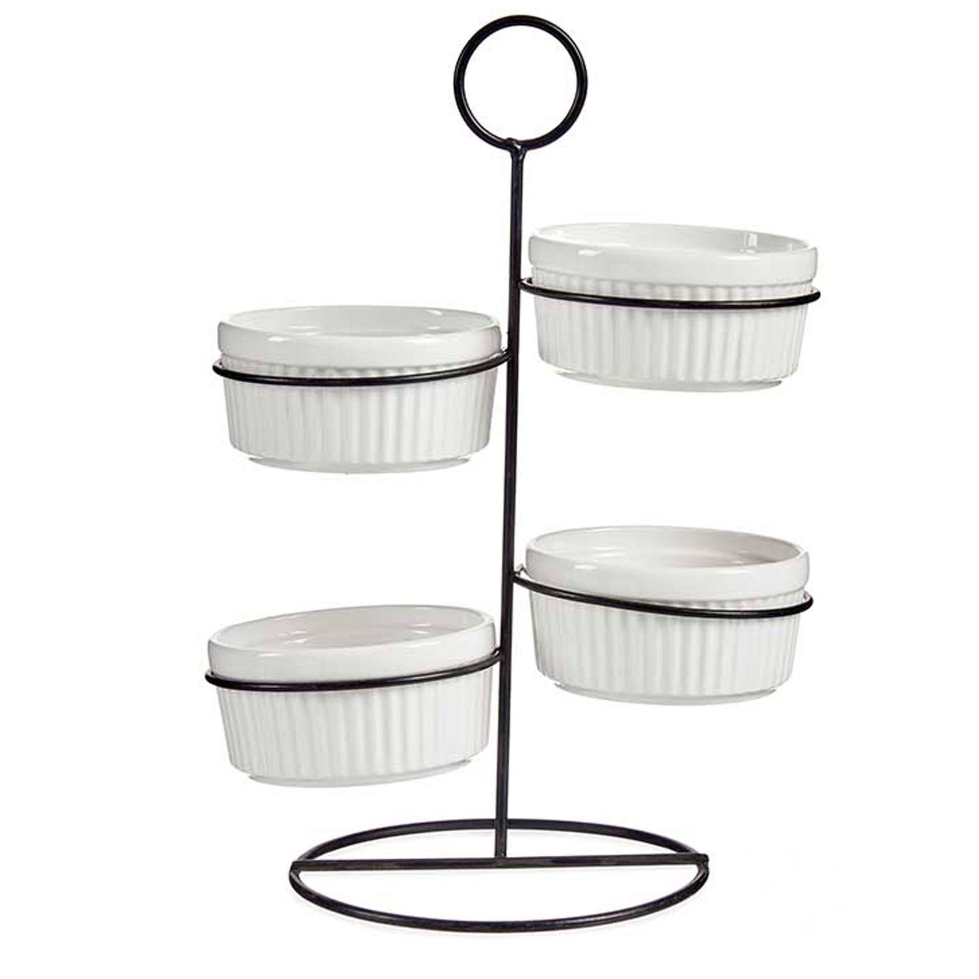 Set 4 Bols Redondo Blanco Con Estante Me Colección Vessia_0