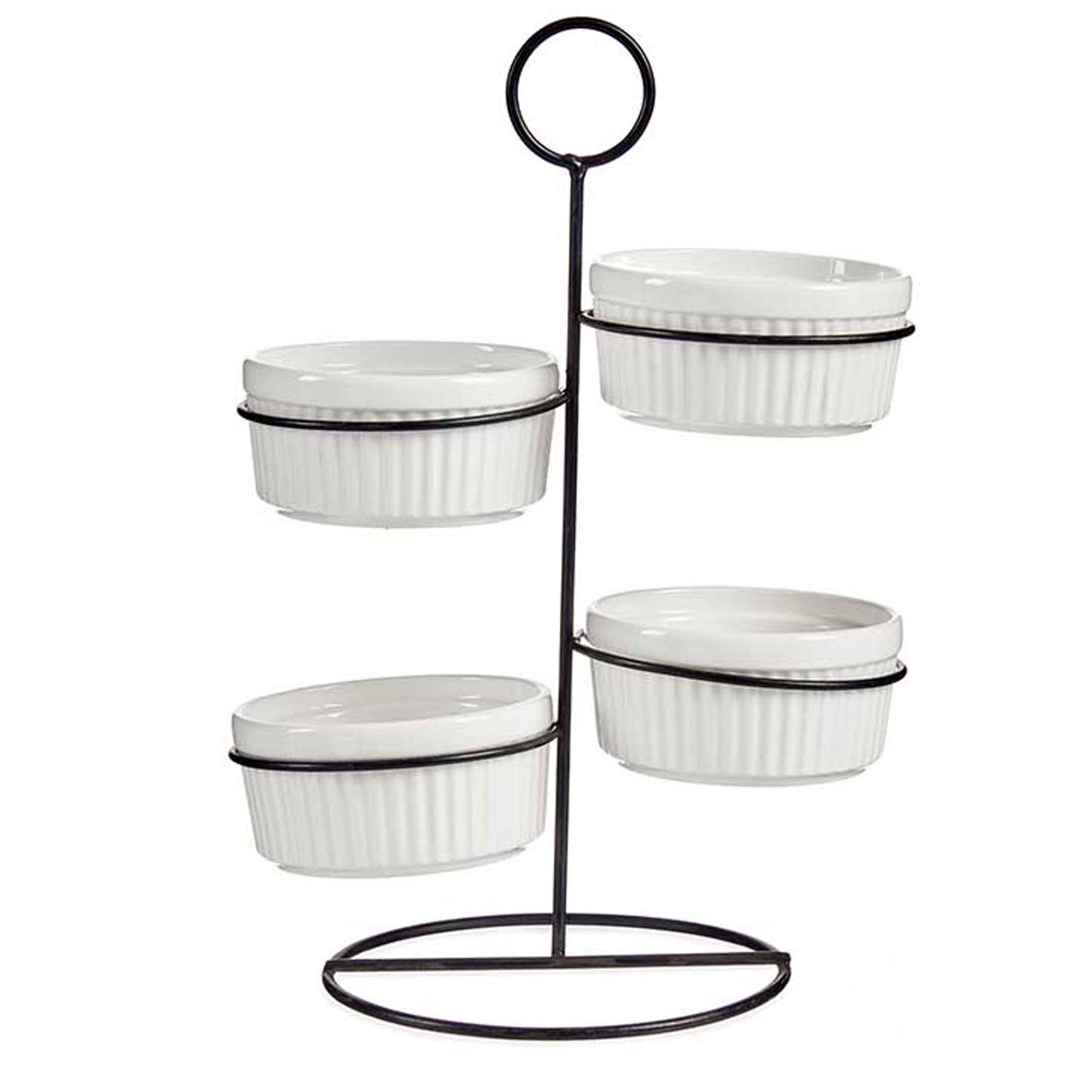 Set 4 Bols Redondo Blanco Con Estante Me Colección Vessia