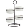 Set 4 Bols Redondo Blanco Con Estante Me Colección Vessia