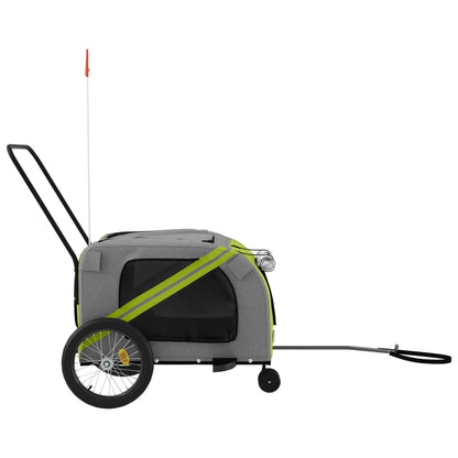 Remolque De Bicicleta Mascotas Hierro Tela Oxford Verde Gris_5