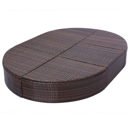 Vidaxl Tumbona De Jardín Con Cortinas De Ratán Sintético Marrón_5