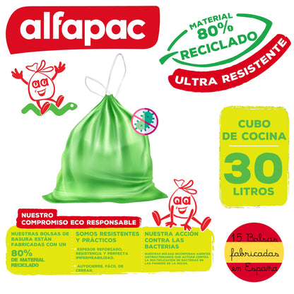 Pack De 60 Rollos De 15 Bolsas De Basura 'antibacterias' 30l Con Autocierre_1