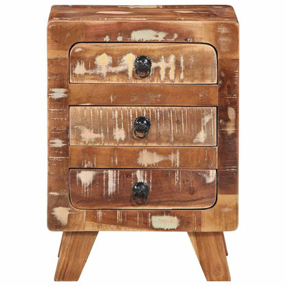 Mesita De Noche 37x32x50 Cm Madera Maciza Reciclada_0