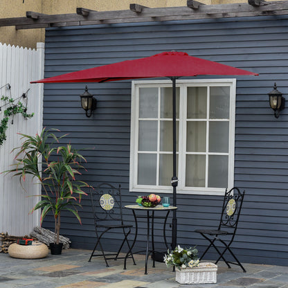 Outsunny Media Sombrilla 230x130x245 Cm Parasol De Pared Con Manivela Rojo_1