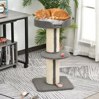 Pawhut Árbol Rascador Para Gatos Altura 91 Cm De 3 Niveles 45x45x91cm Gris_1