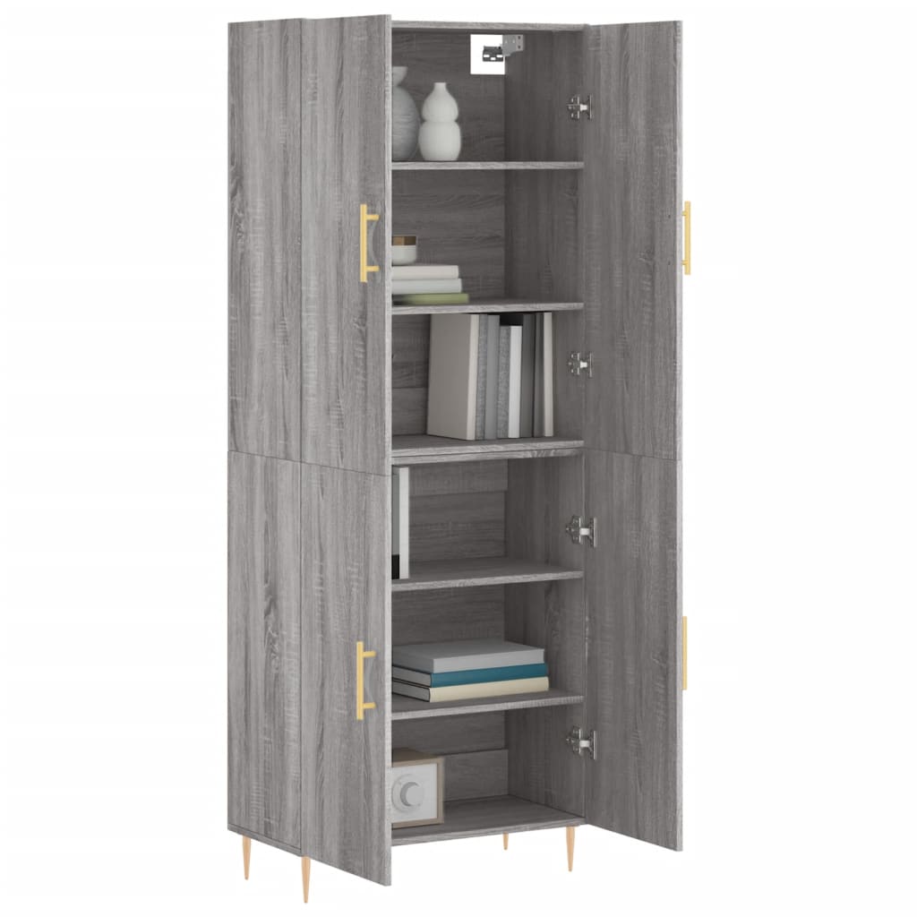 Aparador Alto Madera Contrachapada Gris Sonoma 69,5x34x180 Cm_2
