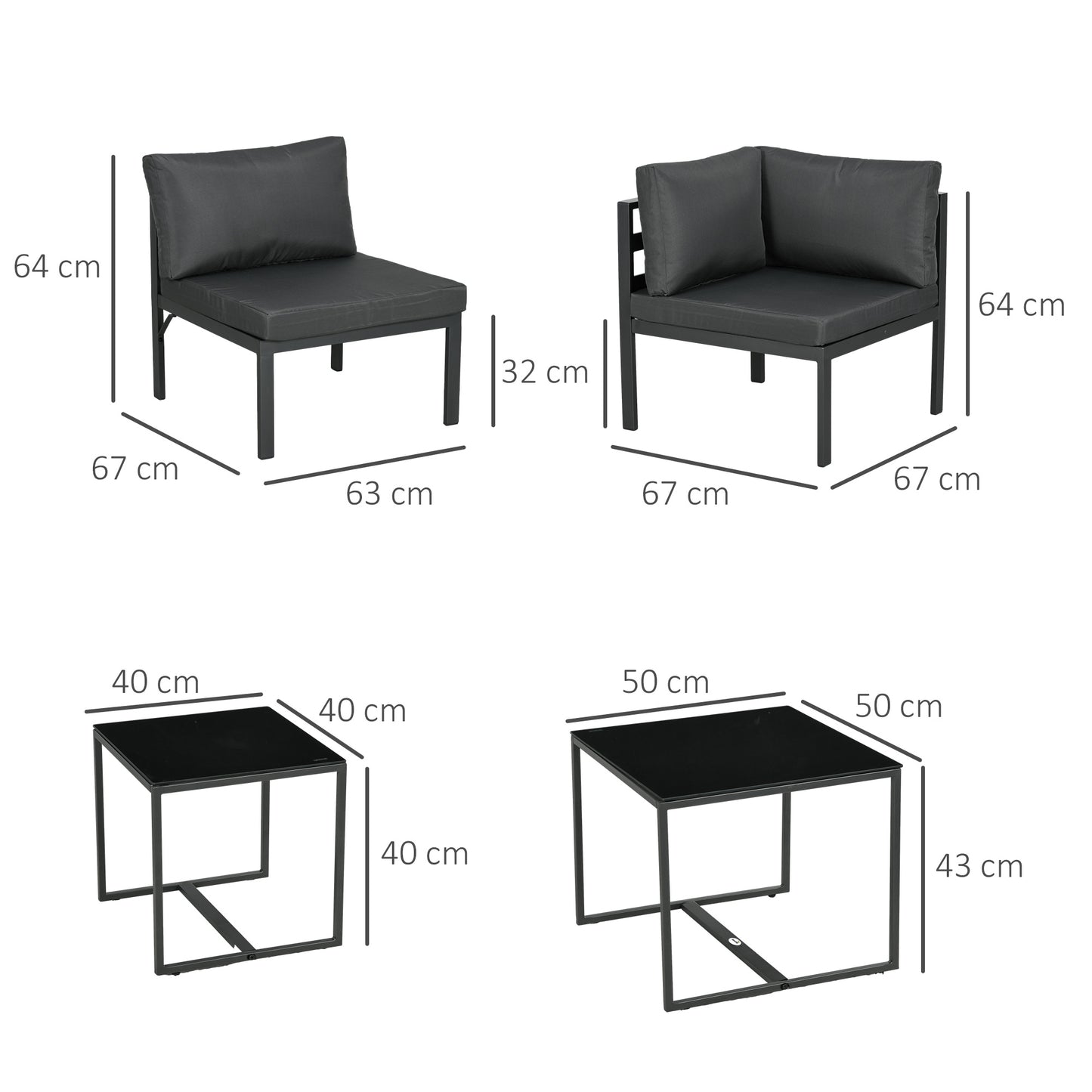 Outsunny Conjunto De Muebles De Jardín 7 Piezas Con Cojines Gris_2
