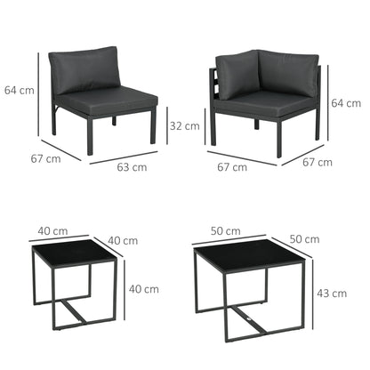 Outsunny Conjunto De Muebles De Jardín 7 Piezas Con Cojines Gris_2