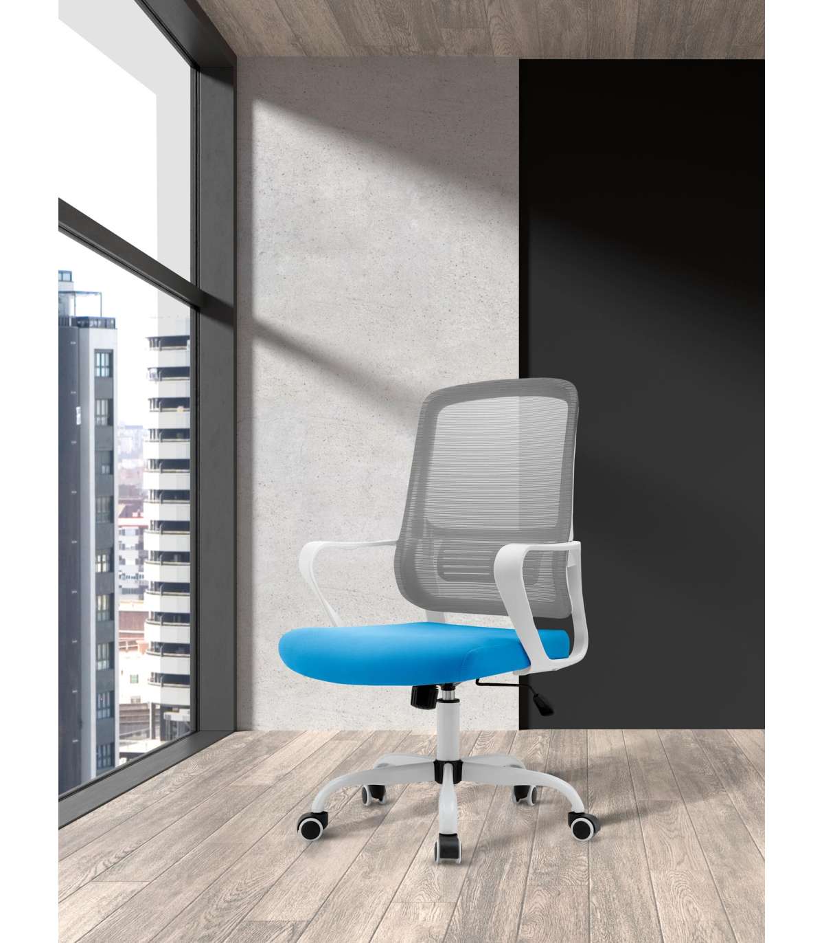 Silla Despacho Giratoria Elevable Acabado Gris/azul, 59m(ancho) 99/109cm(altura) 56cm(fond_4