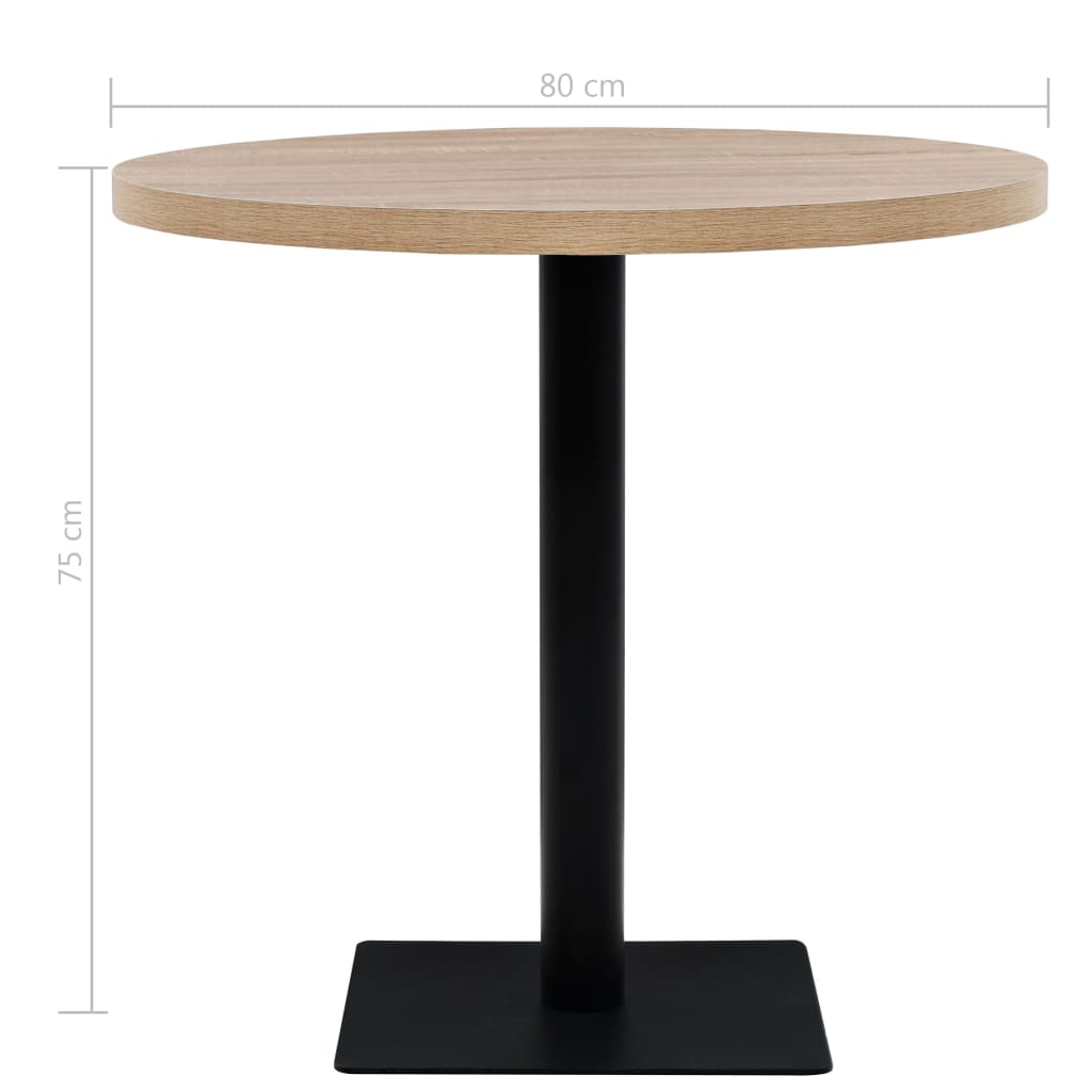 Mesa De Bar Bistró Mdf Y Acero Redonda 80x75 Cm Color Roble_4