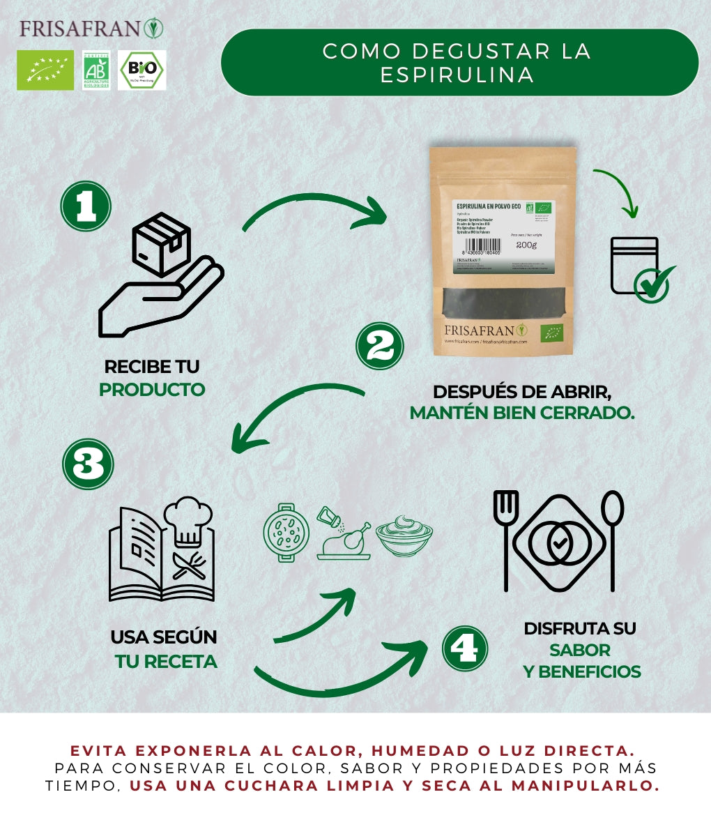 Espirulina En Polvo Ecológica - Calidad Y Sabor | Frisafran 100 G_2