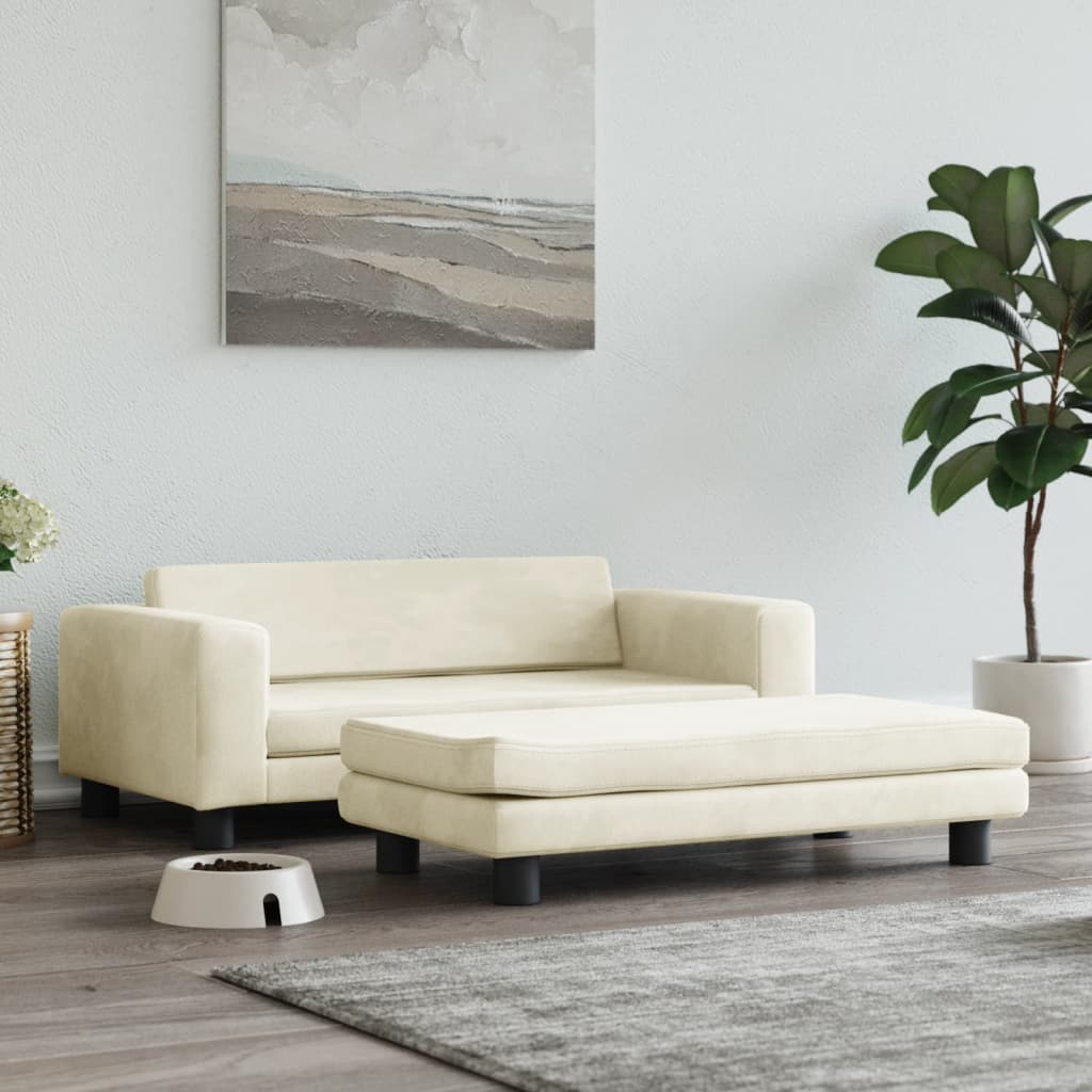 Cama Para Perros Con Extensión Terciopelo Crema 100x50x30 Cm / Vetonek_3