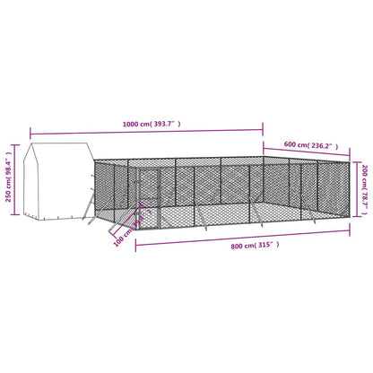 Vidaxl Perrera De Exterior Con Toldo Acero Galvanizado Plata 10x6x2,5m_2
