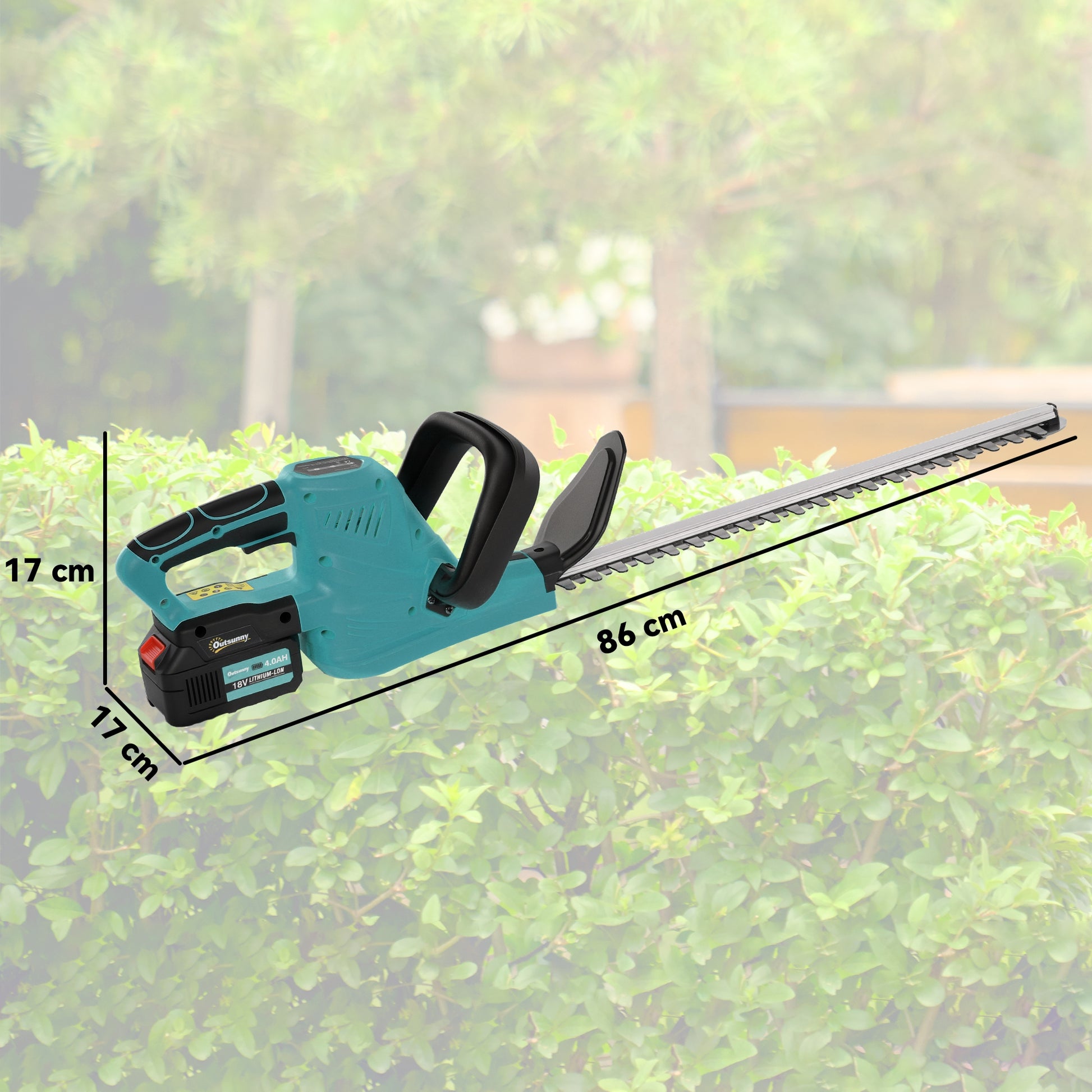 Outsunny Cortasetos Eléctrico Con 2 Baterías De 4000mah Y Cuchilla De 51 Cm Azul_2