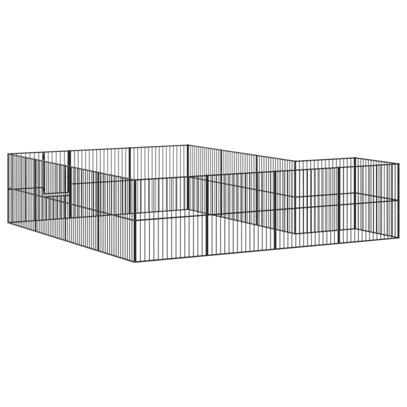 Vidaxl Corralito Para Perros Con 16 Paneles Acero Galvanizado Negro_5