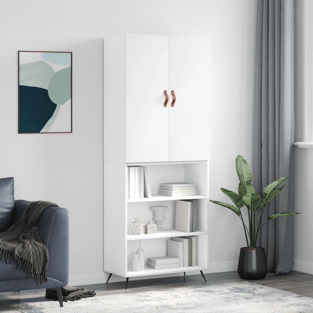 Aparador Alto Madera Contrachapada Blanco 69,5x34x180 Cm_0