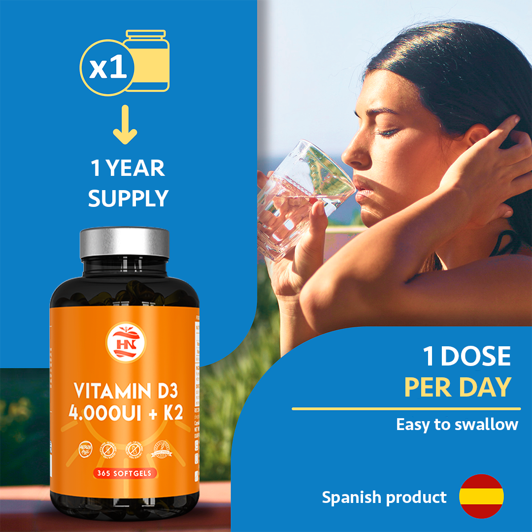 Vitamina D (4000 Ui) - 365 Cápsulas De Vitamina D3 K2 – Altamente Concentrada. Favorece La Función Inmunológica Y Ósea_5