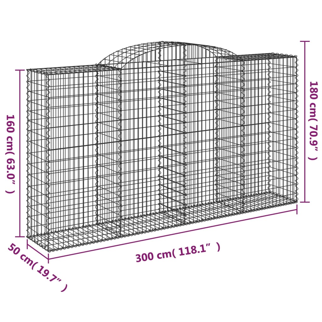 Cestas Gaviones 15 Uds Forma De Arco Hierro 300x50x160/180 Cm_5