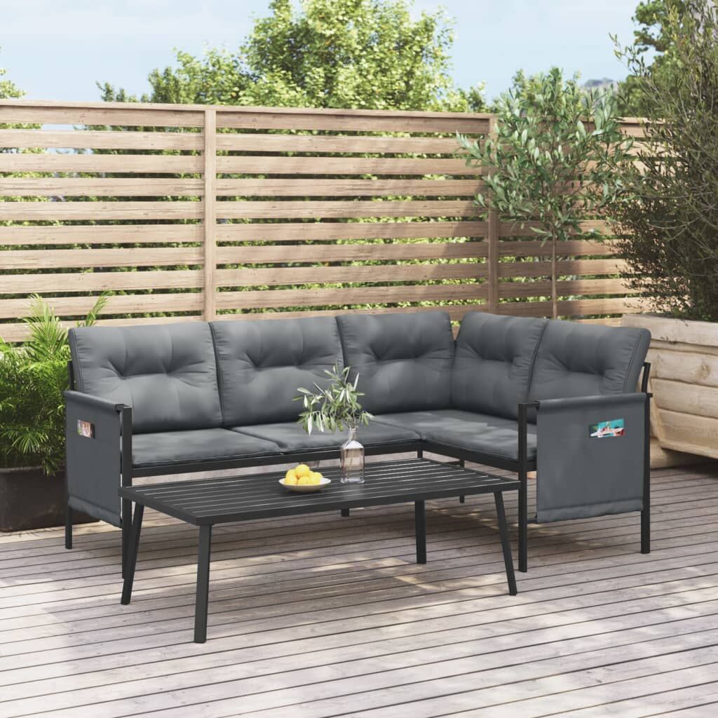 Vidaxl Juego De Muebles De Jardín 2 Piezas Acero Gris Antracita_1
