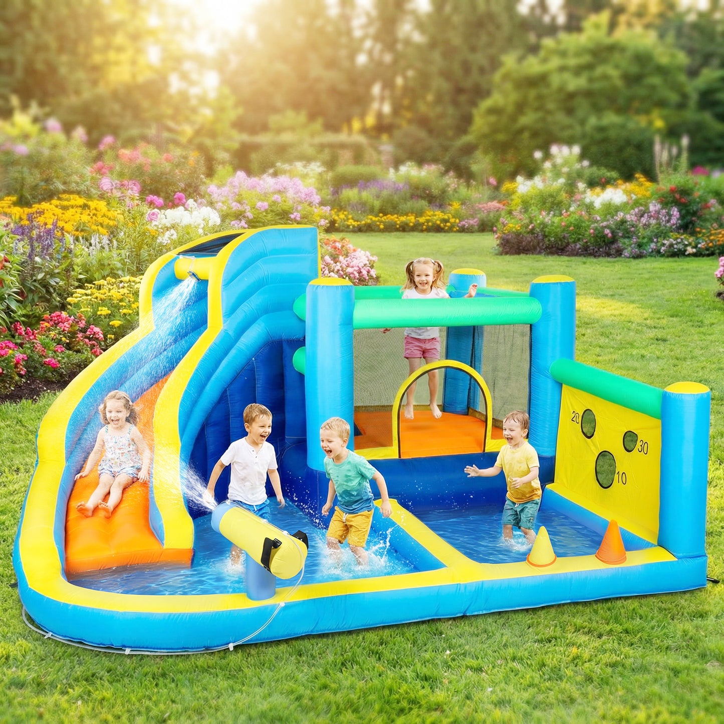 Aiyaplay Castillo Hinchable Acuático 8 En 1 Con Soplador 550w Tobogán Trampolín_1