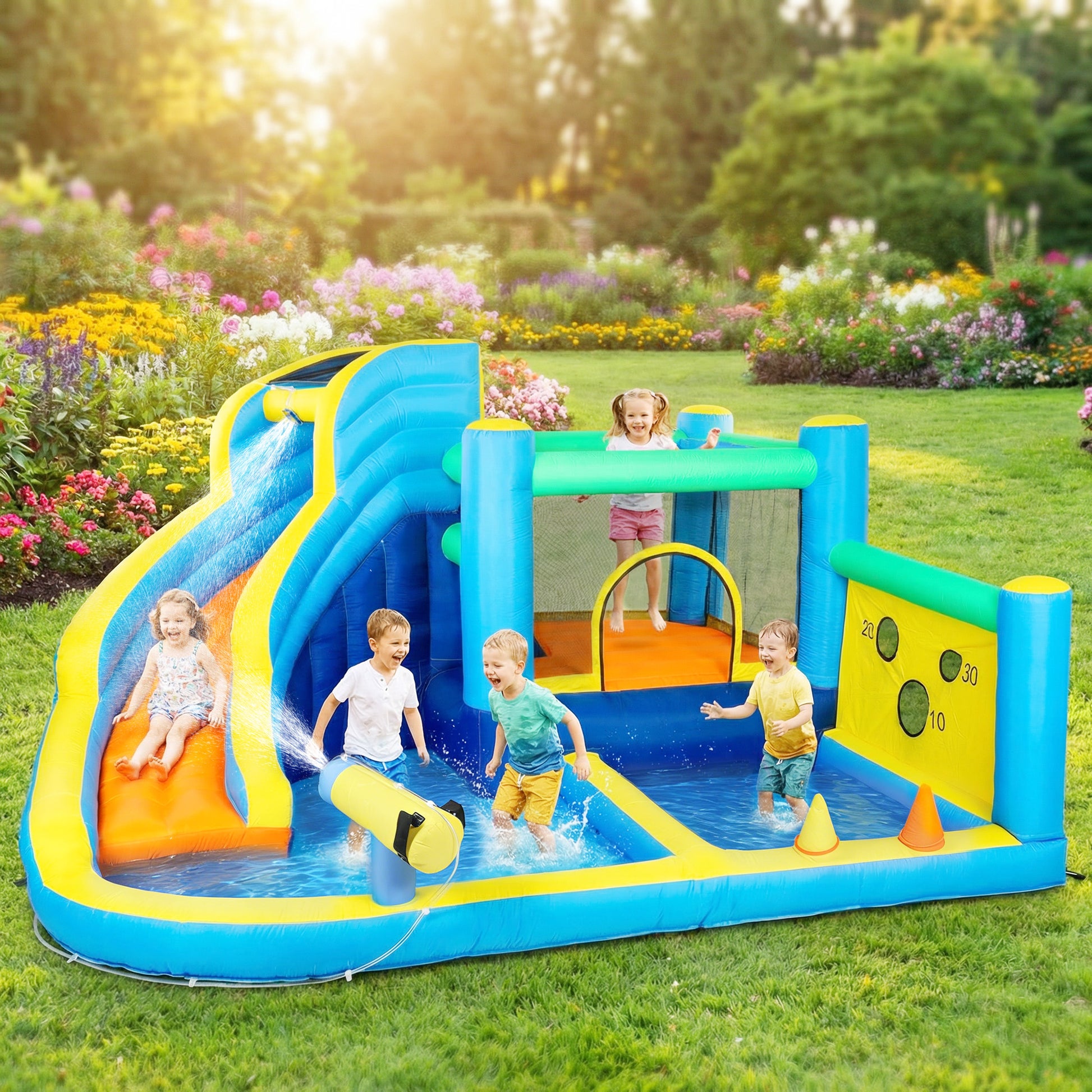 Aiyaplay Castillo Hinchable Acuático 8 En 1 Con Soplador 550w Tobogán Trampolín_1