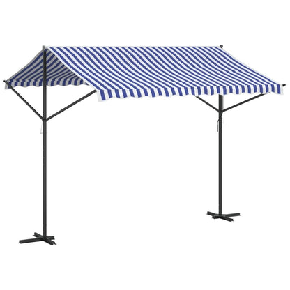 Vidaxl Toldo De Pie Tela Y Acero Azul Y Blanco 300x300 Cm_4