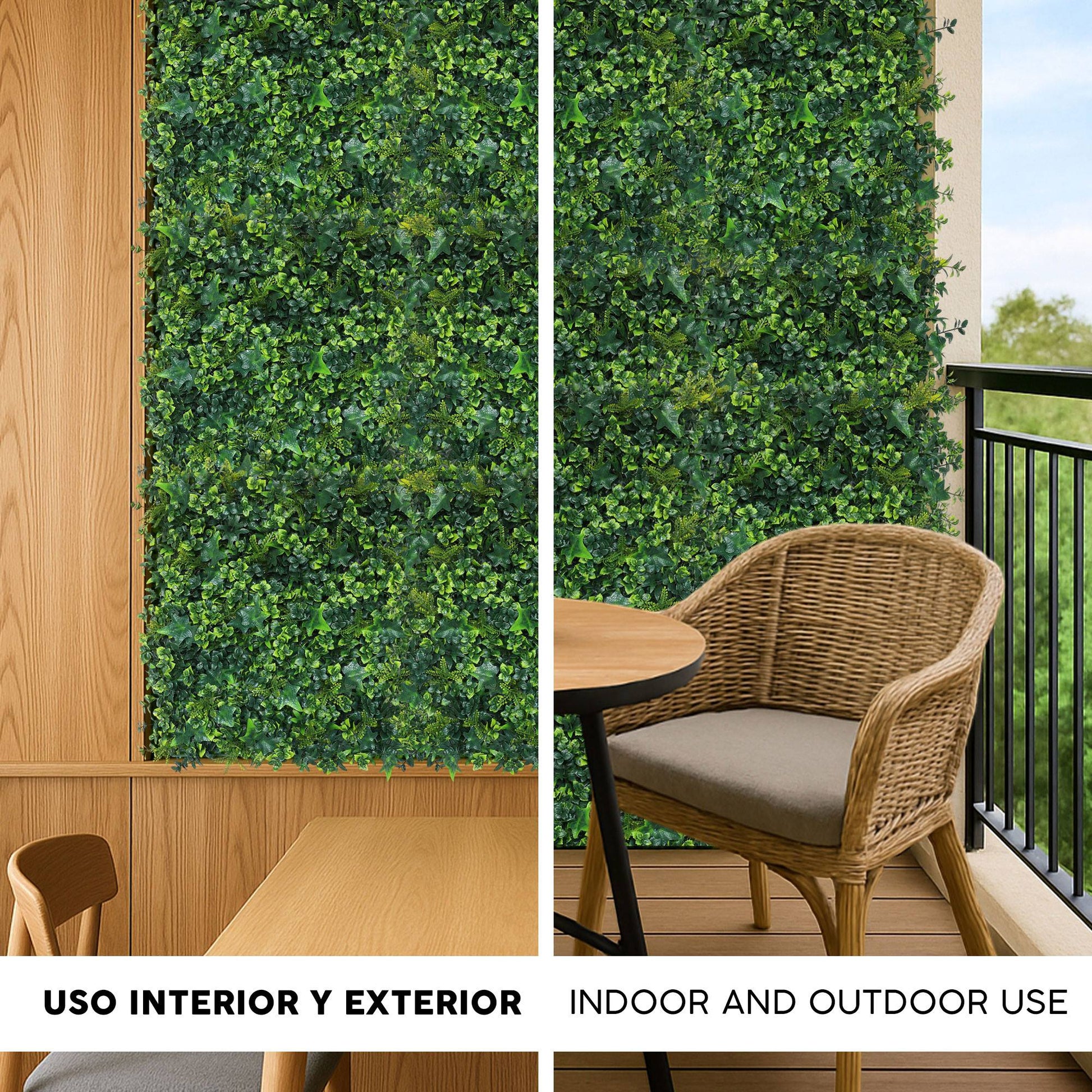 Jardín Vertical Artificial 100x100cm Well Home Hojas Verdes Mixtas Y Realistas