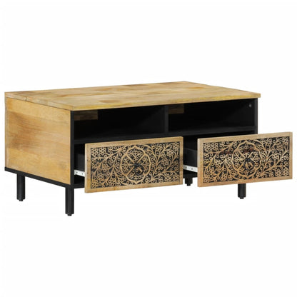 Mesa De Centro De Madera Maciza Mango 80x54x40 Cm_2