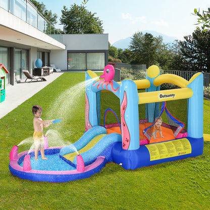 Outsunny Castillo Hinchable Para Niños Con Piscina 360x175x180 Cm Multicolor_1