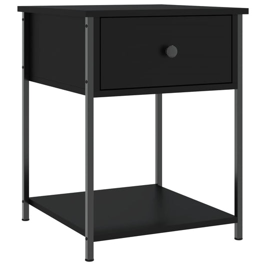 Mesita De Noche Madera De Ingeniería Negra 44x45x58 Cm_0