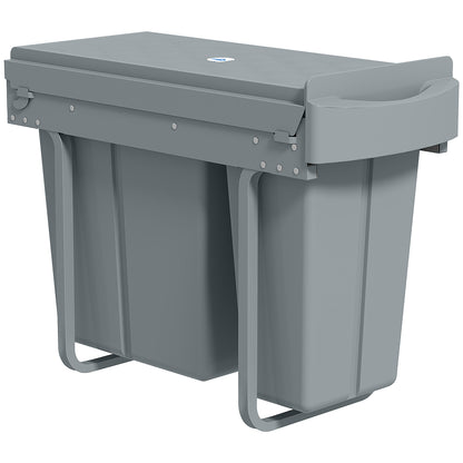 Caixote Do Lixo Extraível Homcom Abs, Metal Cinzento 52x26x40,8 Cm 851-074v00gy_0