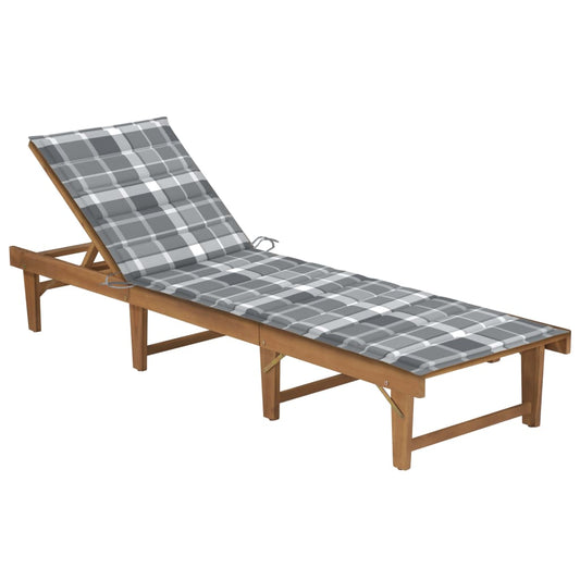 Tumbona Plegable Con Cojín Madera Maciza De Acacia_0