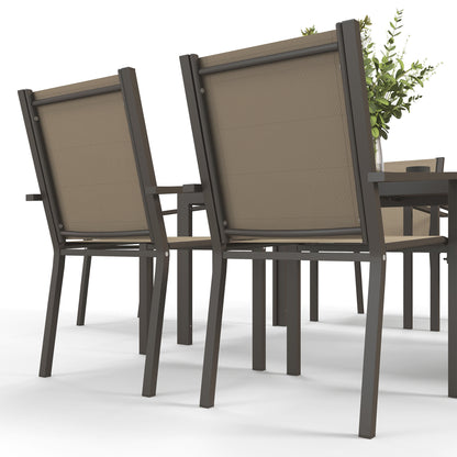 Outsunny Conjunto De Comedor De Exterior De 7 Piezas Con Sillas Apilables Marrón_4