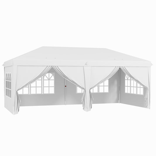 Outsunny Carpa Plegable 6x3 M Con 6 Paneles 2 Puertas Con Cremallera Blanco_0