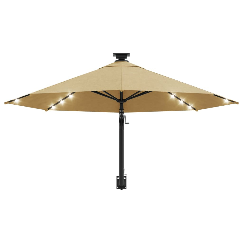 Vidaxl Sombrilla De Jardín De Pared Con Luces Led Taupe 300 Cm_3