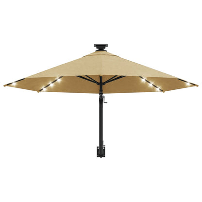 Vidaxl Sombrilla De Jardín De Pared Con Luces Led Taupe 300 Cm_3