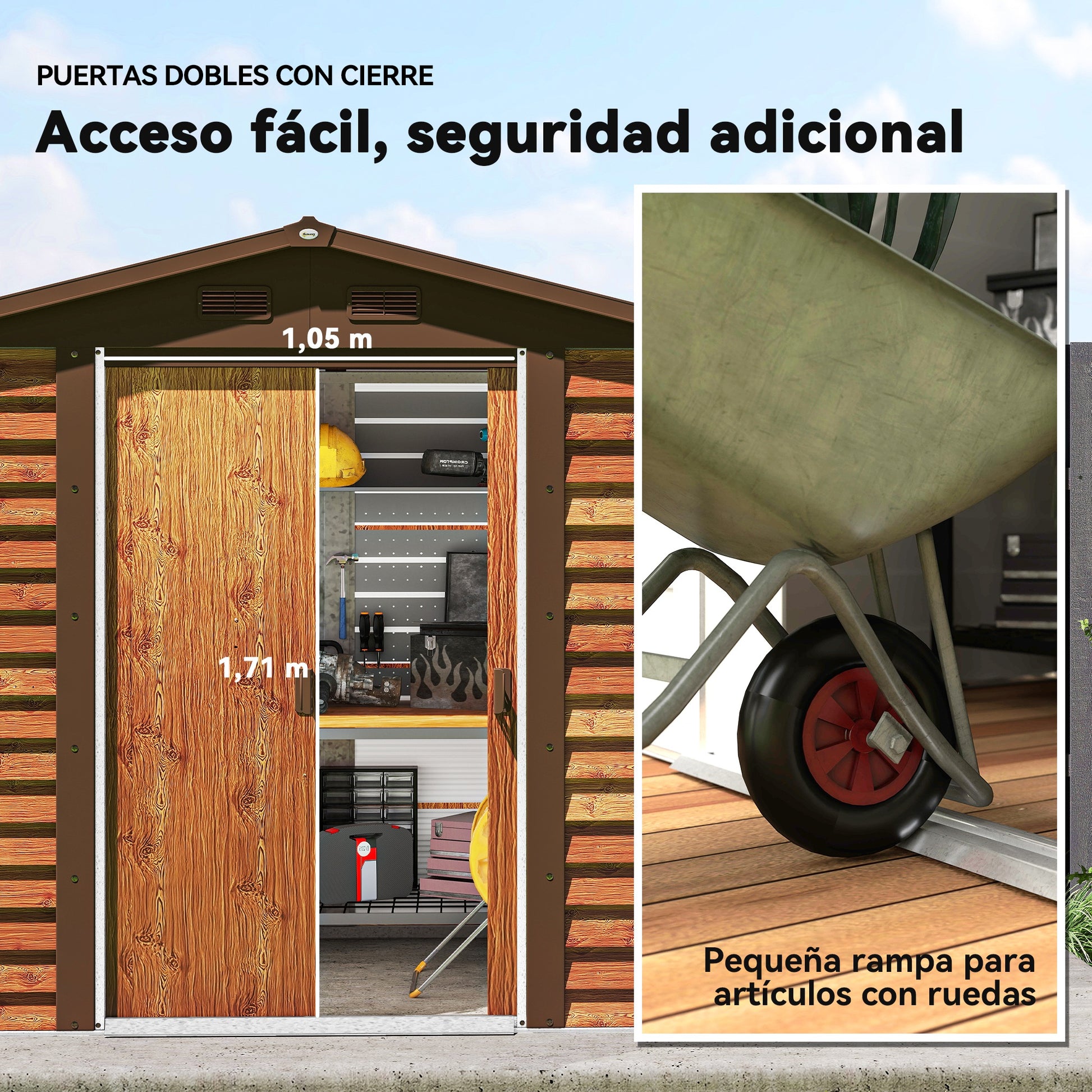 Outsunny Caseta De Jardín Exterior 3 M² 235,7x152x208,7 Cm Natural Y Café_5